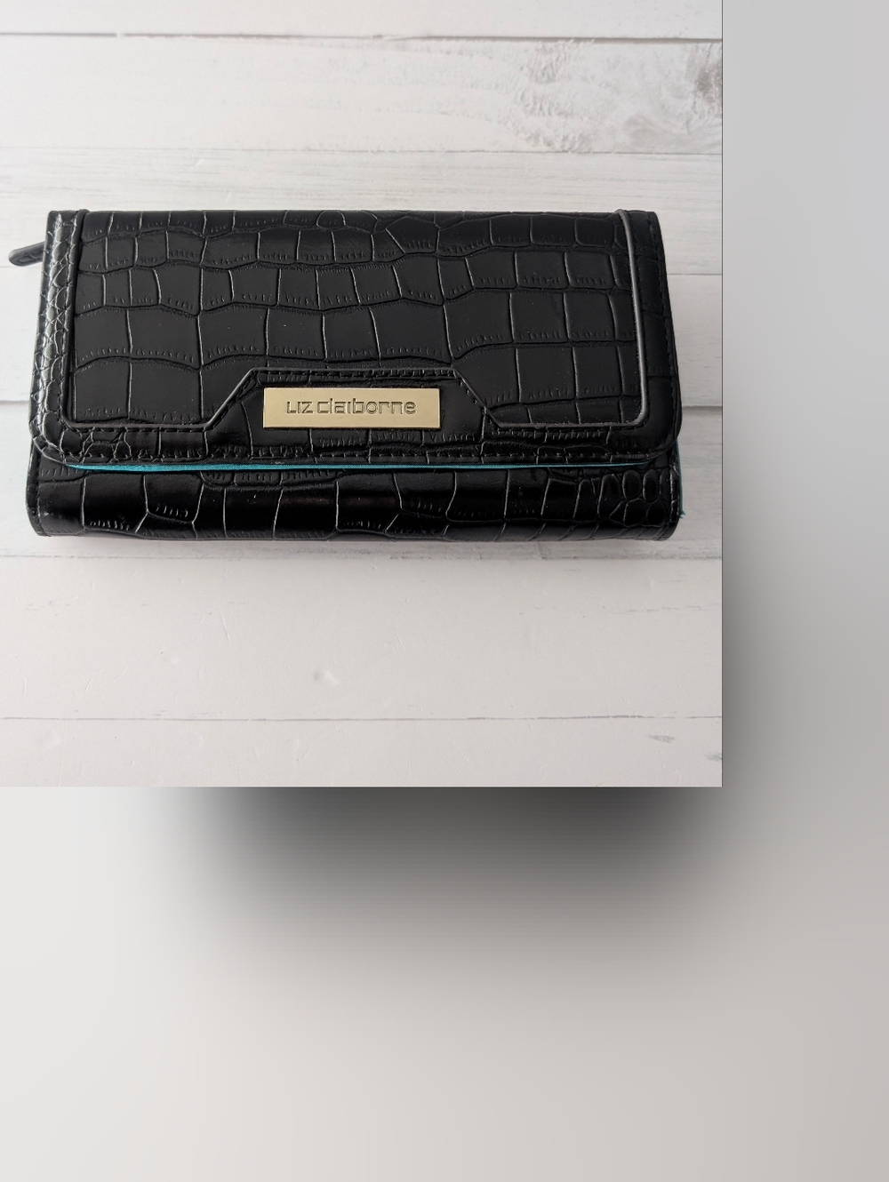 Liz Claiborne Black Croc-Embossed Wallet
